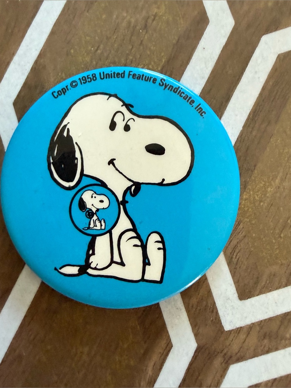 Vintage Snoopy Blue Round Tin with Cartoon Graphic